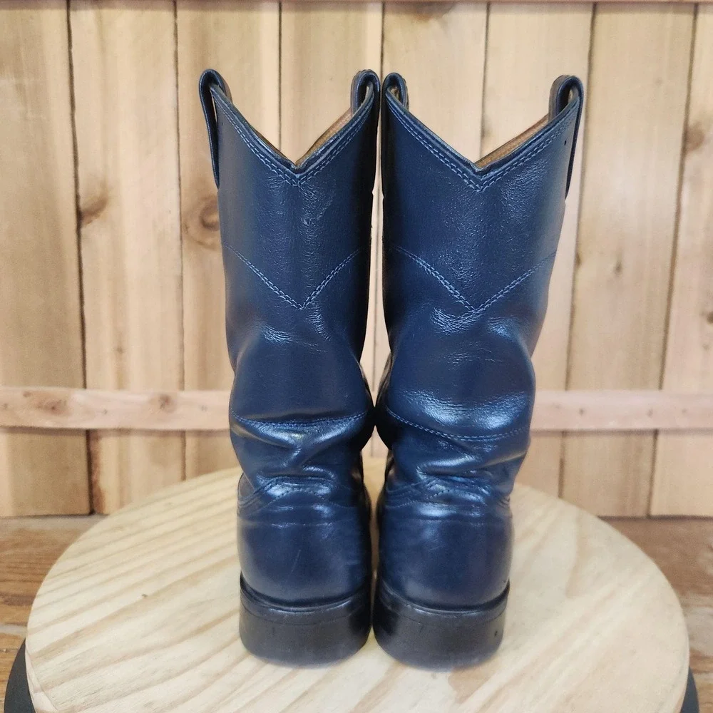 Nocona Roper Western Boots Kids 4 B Blue Leather Round Toe Cowboy